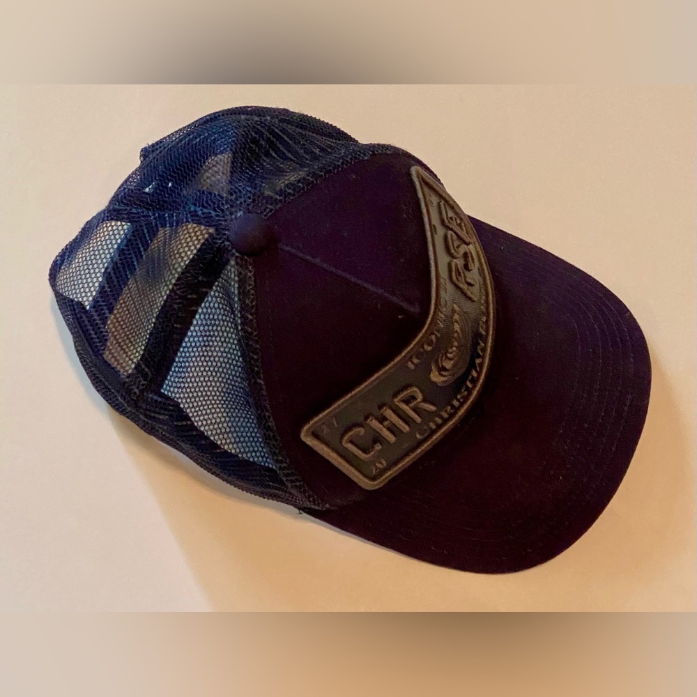 Christian Rose Navy Vinyl Iconic II Plate Men’s Trucker Baseball Cap - Picture 14 of 15